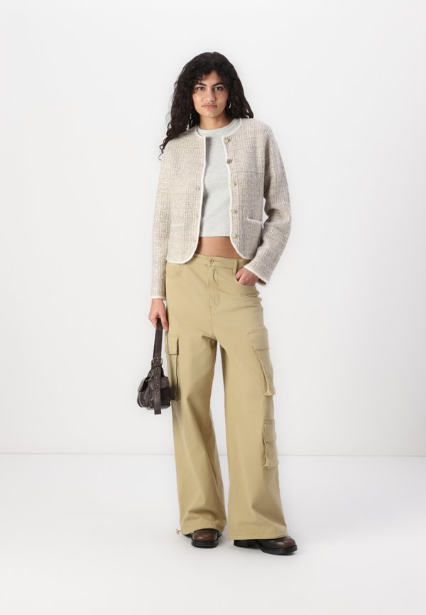 Novelty Button Tweed-Inspired Sweater Jacket - Light jacket - neutral melange2