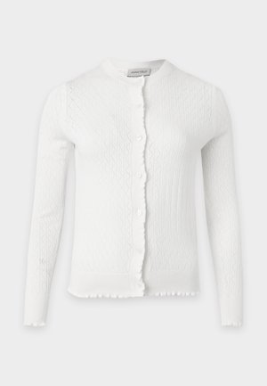 Anna Field, POINTELLE CARDIGAN WITH RUFFLES - Gilet - off-white