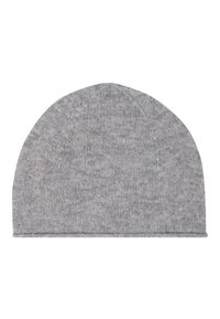 Grau gestrickte Beanie-Mütze mit engem Sitz, die über eine dezente Textur und ein nahtloses Oberteil verfügt. Der Rand ist mit einem glatten, umgeschlagenen Saum abschlossen.