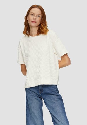 s.Oliver MIT RUNDHALSAUSSCHNITT UND STRUKTURIERTER OBERFLÄCHE - T-Shirt print - creme