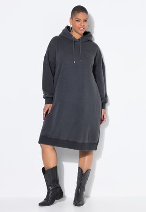KAPUZE ACID WASH - Jerseykleid - mottled anthracite