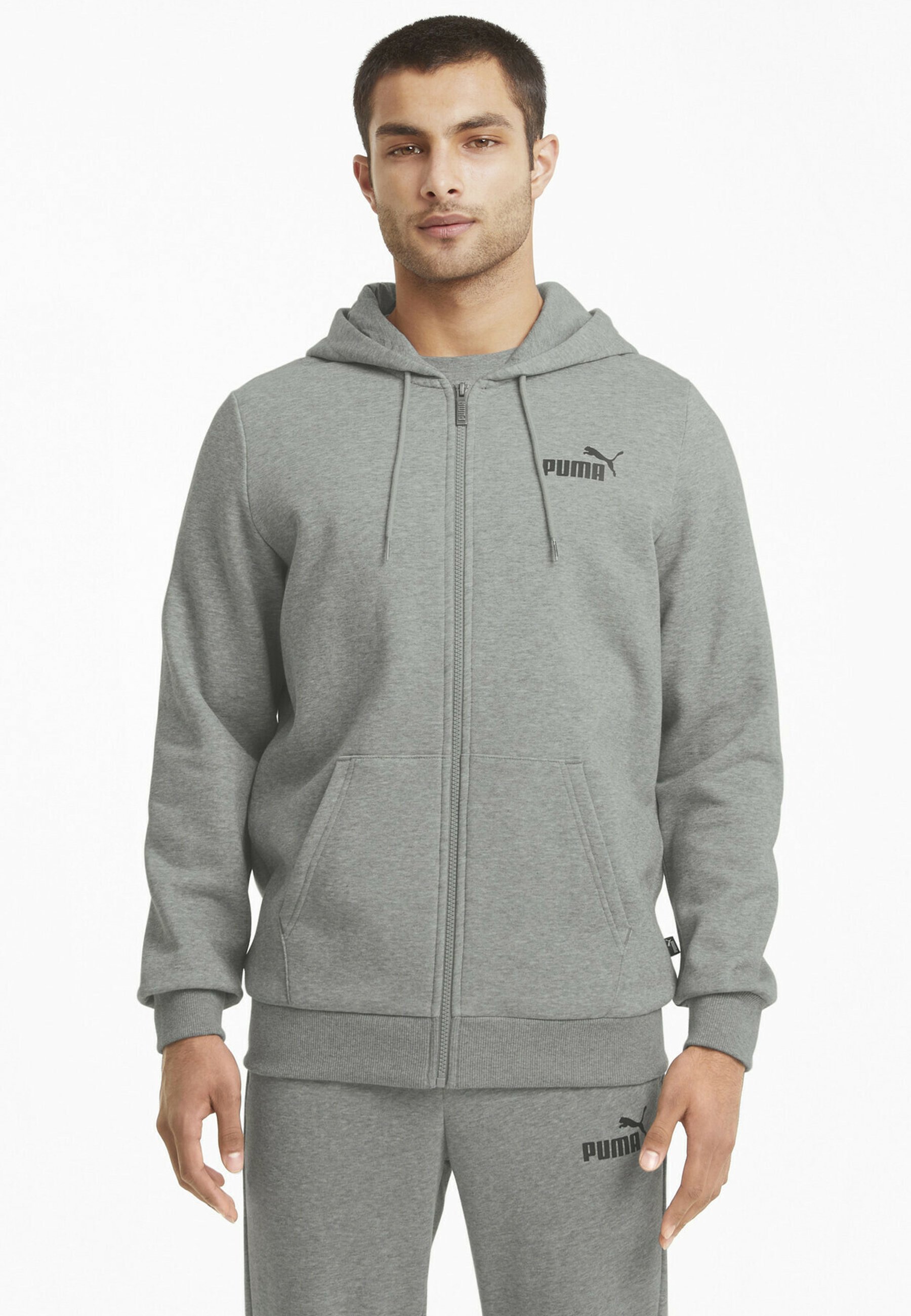 medium Puma FL Sweatjacke SMALL - FZ ESS gray LOGO heather/grau -