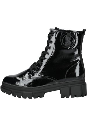 Šněrovací kotníkové boty - black patent