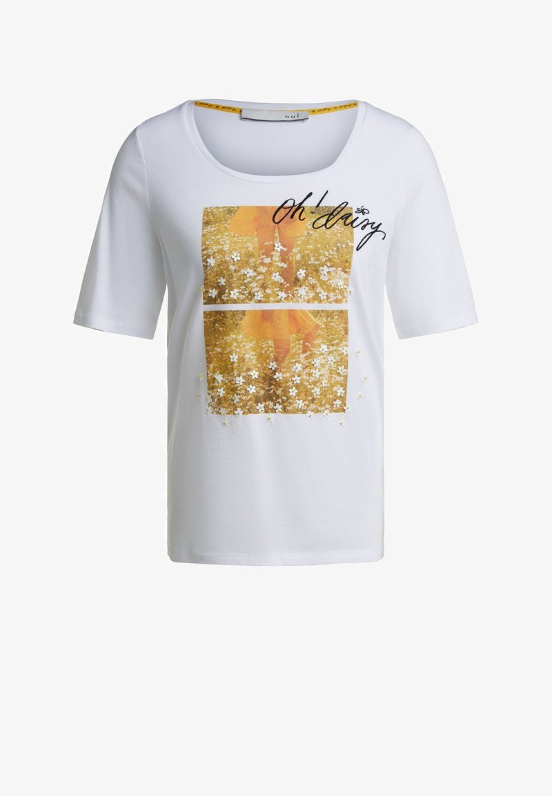 Oui Mit Fotodruck Print T Shirt Bright White White Denim Zalando De