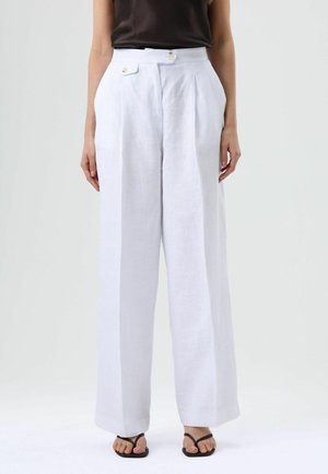HIGH WAIST - Trousers - white