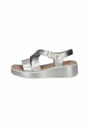 Platform sandals - silver metal