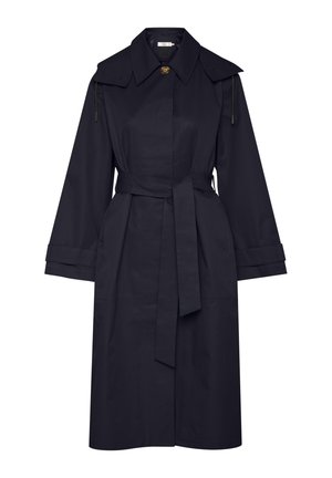 Mornarska trench jakna s pojasom u struku, velikim ovratnikom, dugim rukavima i zatvaranjem na dugmadi. Izrađena od glatkog, laganog materijala.
