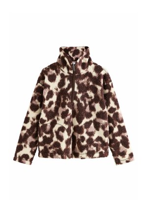 Next, Flísový sveter - chcolate pink leopard animal print