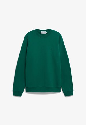 Groene sweatshirt van katoen, met een ronde hals, lange mouwen, geribbelde manchetten en een klein logo detail op de borst.