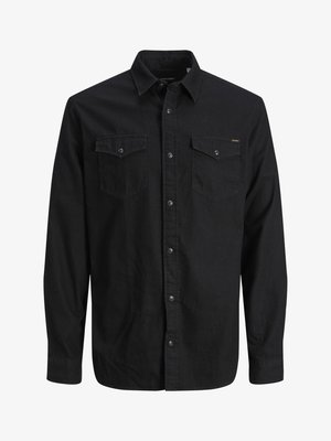 Must have musternöör meresinine pikad varrukad särk, mis on valmistatud denim kangast, millel on nööbiga krae, kaks rindu taskut ja hõbedased nupud esiosas.