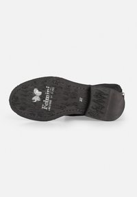 Black shoe sole with textured surface, featuring a heel and stamped logo details. Size 37 indicated on the sole.