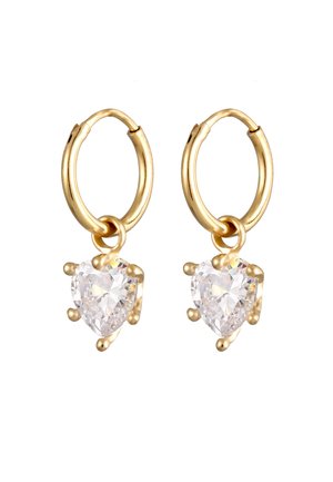 DAINTY HEART SPARKLING - Øreringe - gold-coloured