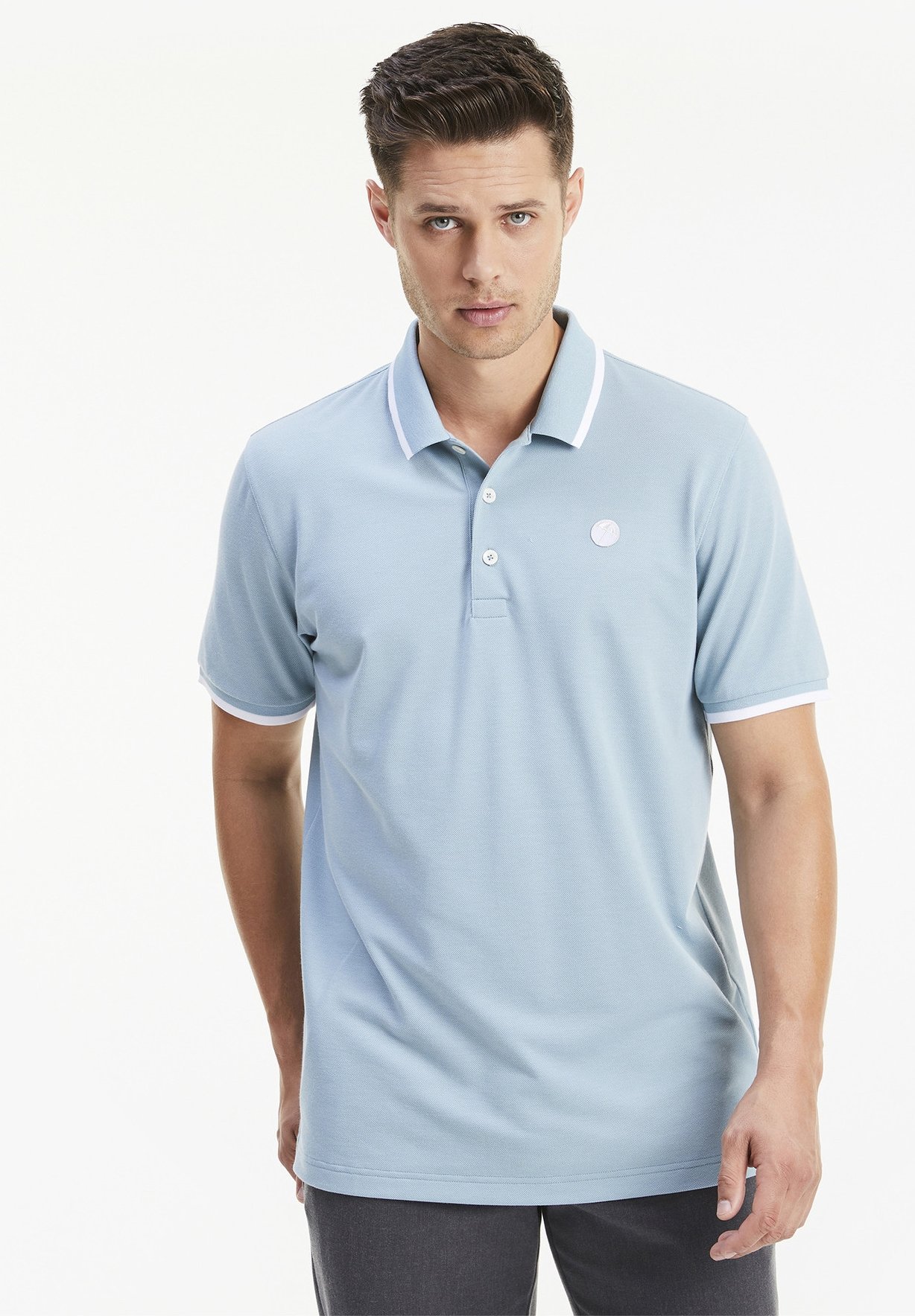 polo asics homme cyan