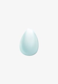 Oggetto a forma di goccia, di un blu chiaro translucido, con una superficie liscia e un bordo leggermente curvato, che ricorda uno spruzzo o una goccia di liquido.