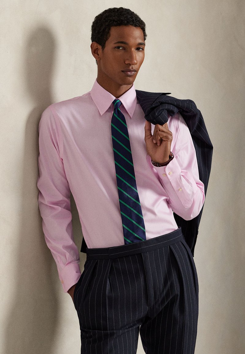 pink dress shirt blue tie goTIELESS Ultimate Dress Shirt (Light Pink) main image 1