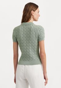 Lauren Ralph Lauren CABLE KNIT COTTON POLO JUMPER - Polo marškinėliai - soft laurel