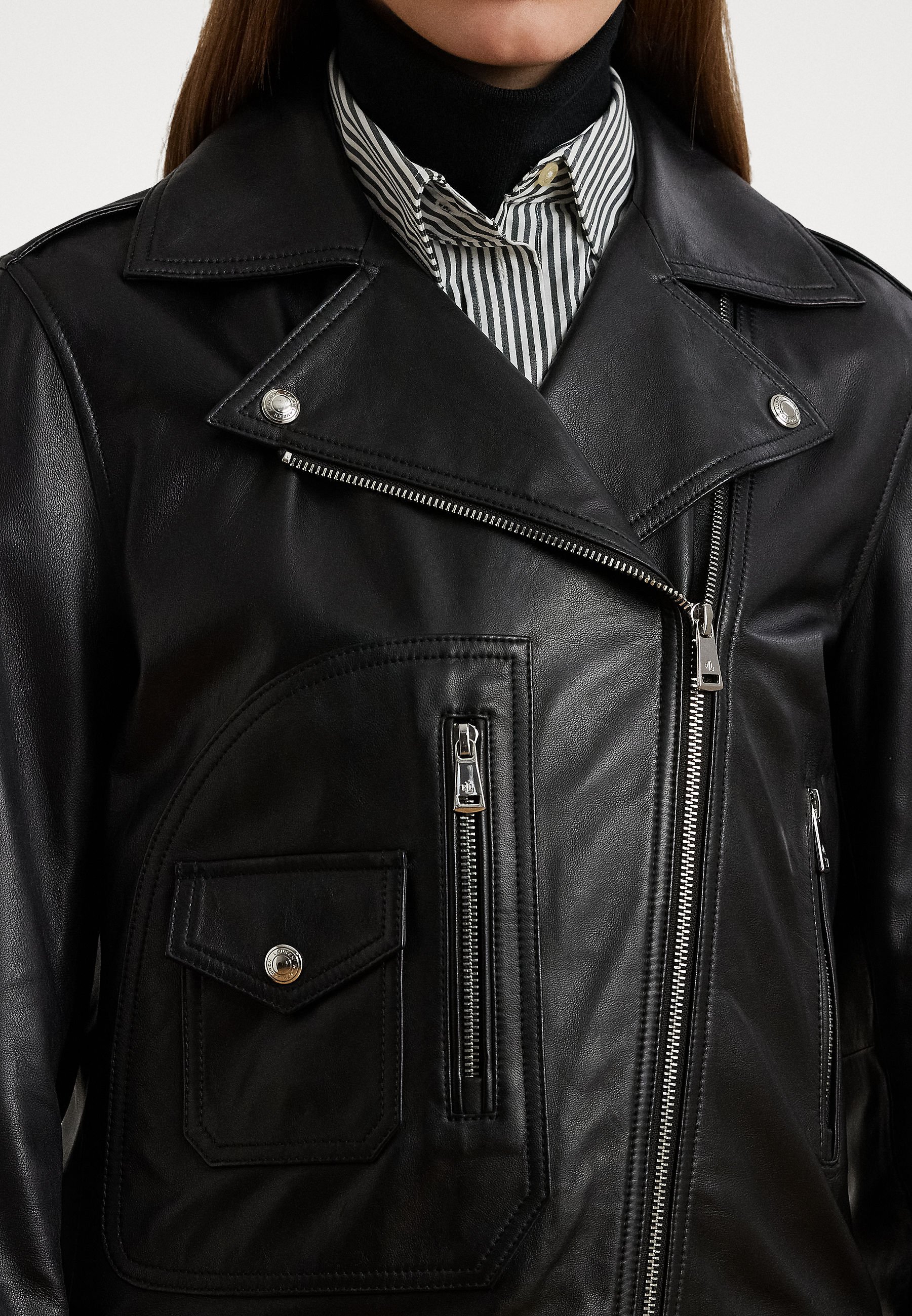 Lauren Ralph Lauren LAMBSKIN MOTO JACKET - Leather jacket - black