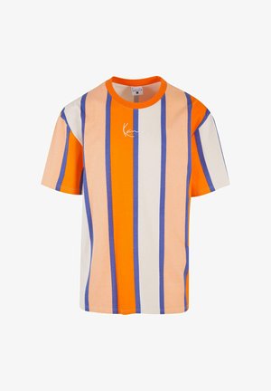 Karl Kani SMALL SIGNATURE STRIPE - Triko s potiskem - orange apricot off white