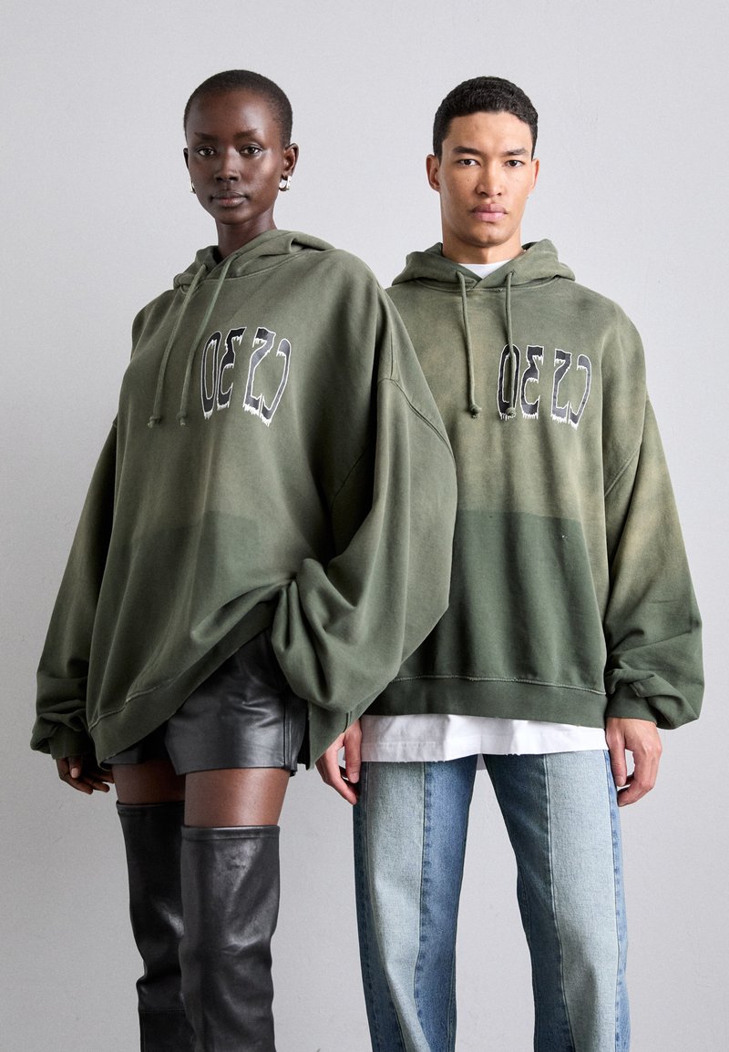 032c SPLICED BUBBLE HOODIE UNISEX - Jersey con capucha - faded olive drab