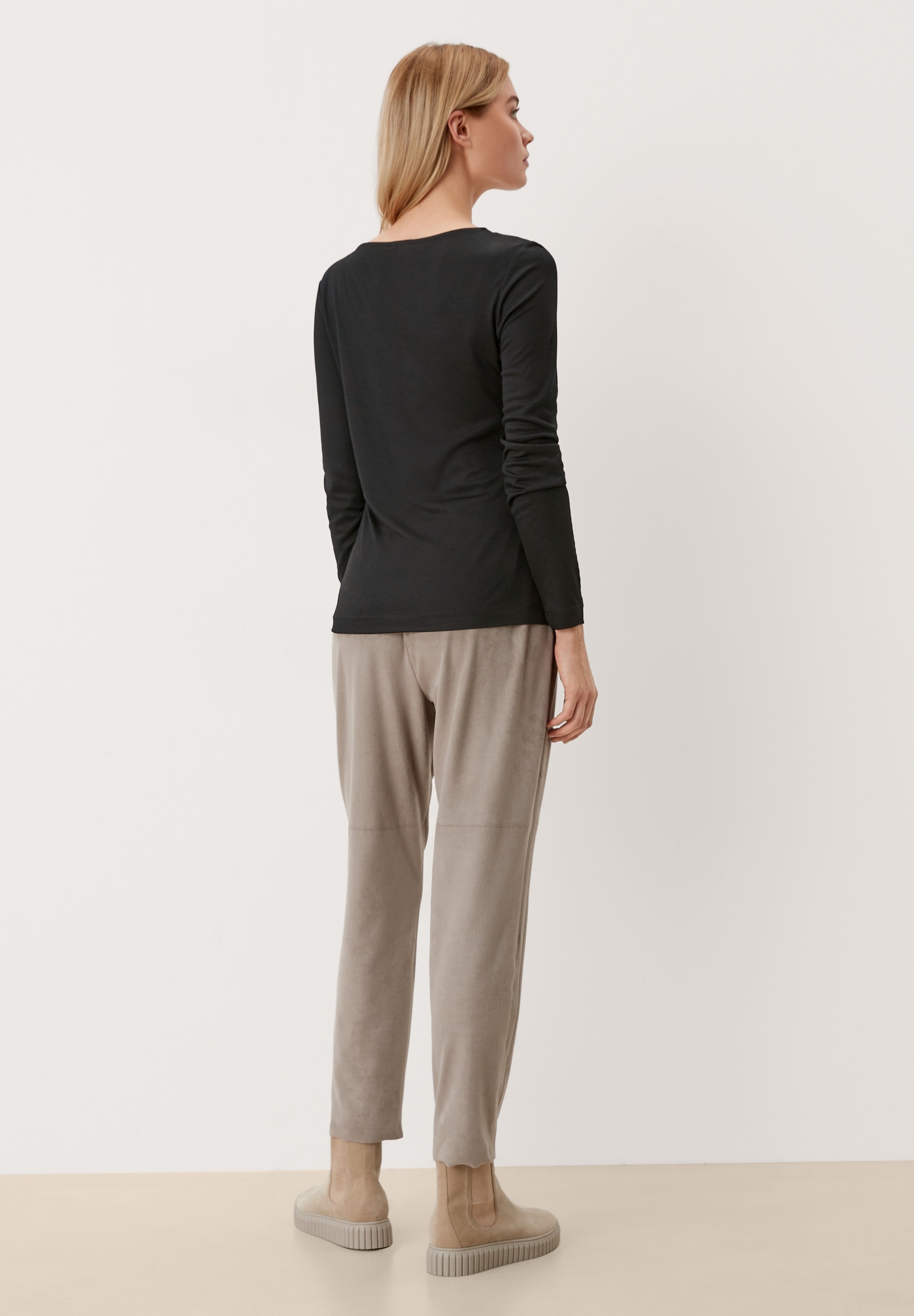 Black S Oliver Clothing BLACK LABEL Para Mujer - Algodón Elástico Camiseta Básica S.oliver
