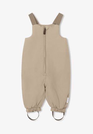 Bež sorte s prednjim patentnim zatvaračem, elastičnim manžetama i podesivim trakama. Izrađeni su od glatkog, laganog materijala.