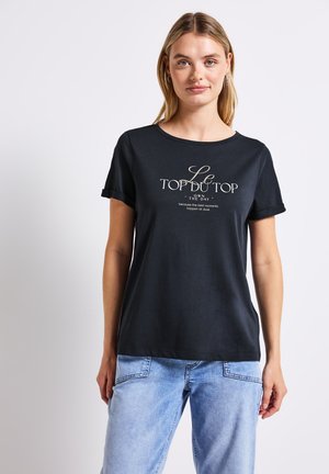 MIT TURN-UP-DETAIL - Print T-shirt - blau