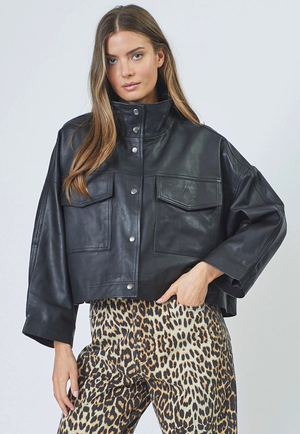 PHOEBECC LEATHER BOX JACKET - Lederjacke