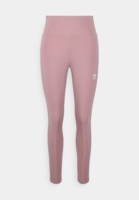 Rosa leggings tillverkade av ett elastiskt material, med hög midja och en diskret tre-strapsdesign. Inkluderar en liten vit logotyp på vänster ben.