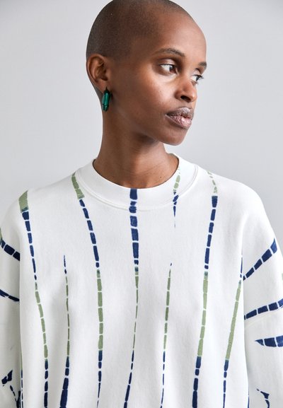 Proenza Schouler White Label BLAKE IN STRIPE - Bluză de molton - white/navy/olive