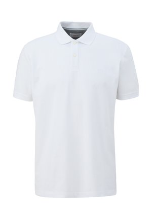 Polo shirt bianco in cotone, con colletto classico, chiusura a tre bottoni, maniche corte e dettagli del logo discreti sul petto.