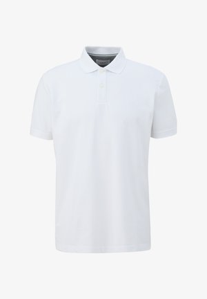 Witte polo shirt van katoen, met een klassieke kraag, een drie-knops sluiting, korte mouwen en een subtiele logo-detail op de borst.