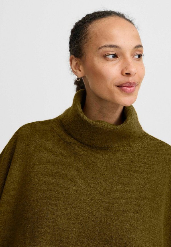 BYVIKSI PONCHO - Cape - military olive melange4