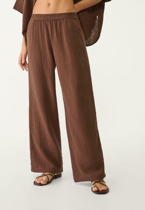 Stradivarius Trousers - dark brown