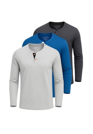 SET OF 3  - Langærmet T-shirt - blue light grey melange dark grey