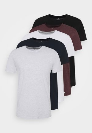 SHORT SLEEVE CREW 5 PACK - Basic T-shirt - black/white/navy/light grey marl/burgundy marl