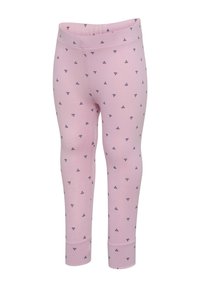 Rosa leggings gjorda av mjukt tyg, prydda med ett litet marint mönster av löv. Designade med ett elastiskt midjeband och en åtsittande passform.
