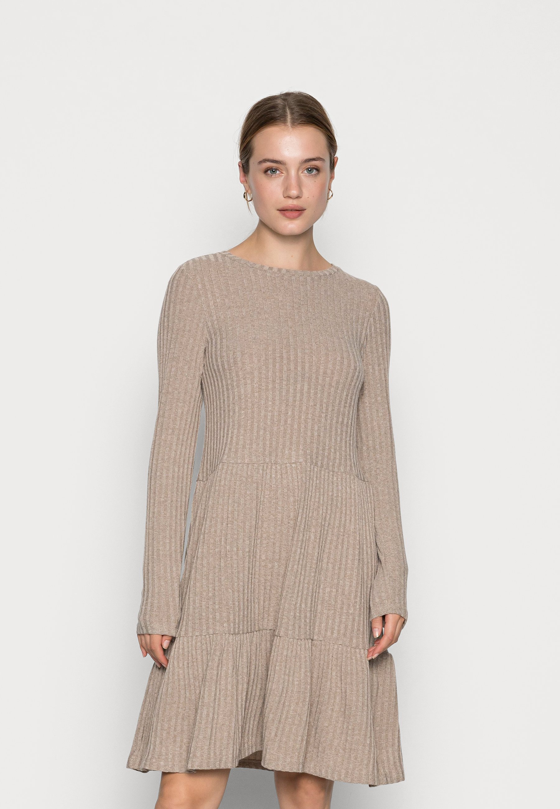 Vila VIELITA - NOOS - Strickkleid - fungi/braun meliert - Zalando.de