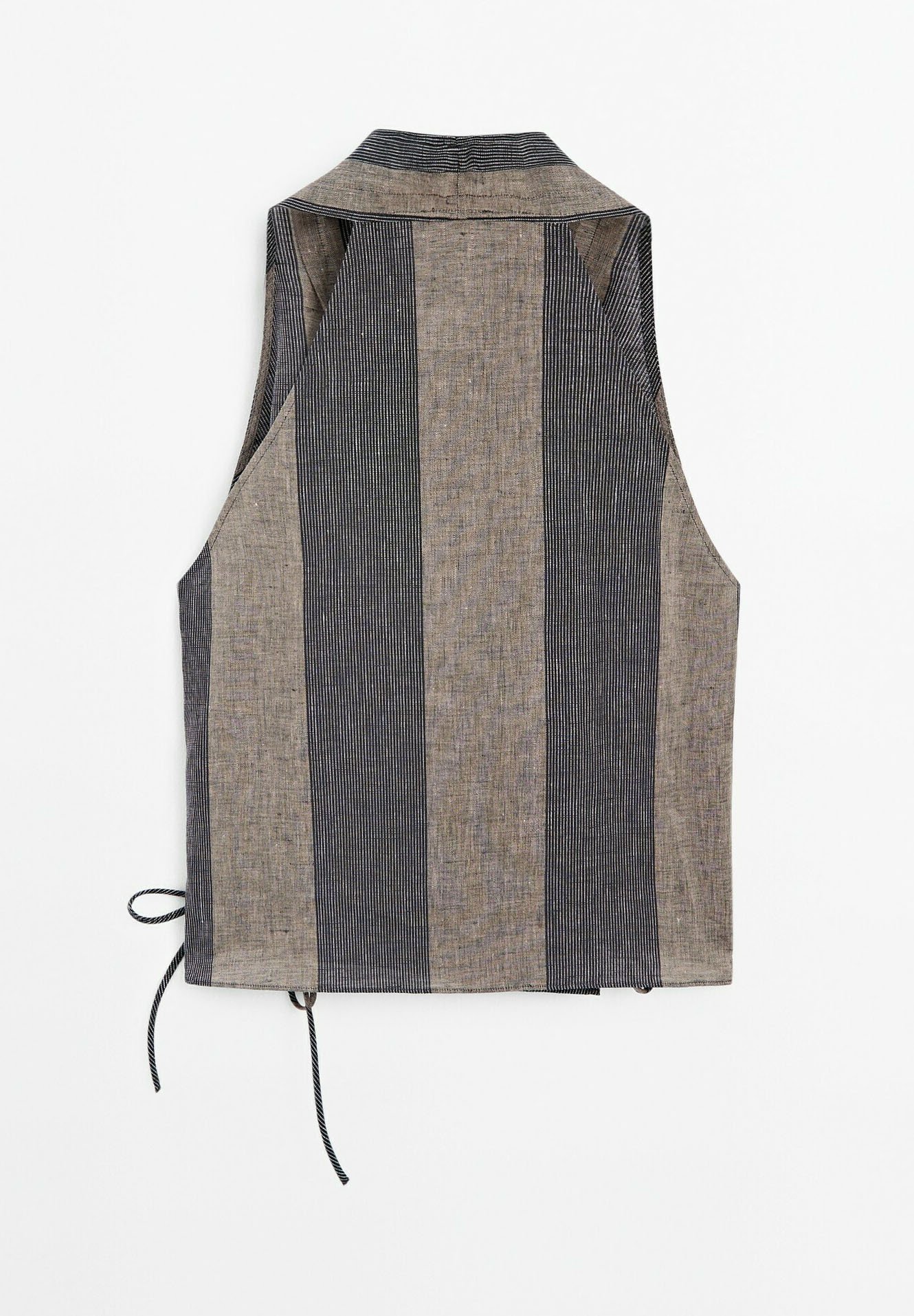 【Massimo Dutti】Waistcoat with gathered detail 100% linen crossover waistcoat · Stone · Dressy | Massimo Dutti