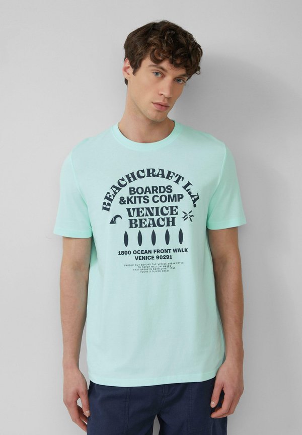 MIT CREWNECK UND ARTWORK - T-Shirt print - helles türkis