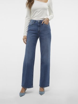 Vero Moda VMTESSA WIDE - Široke hlačnice - medium blue denim