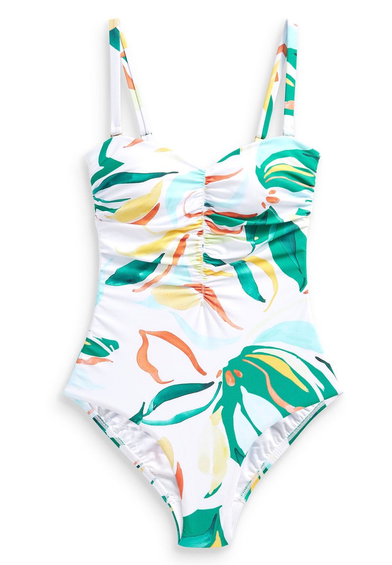 Next TUMMY CONTROL RUCHED BANDEAU SWIMSUIT Badpak white tropical
