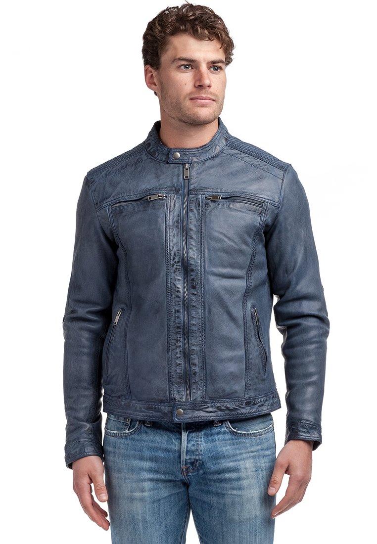 Le Temps Des Cerises Leren jas blauw Le Temps Des Cerises Leren jas blauw