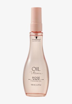 Huile de finition Schwarzkopf Professional Oil Ultime Rose dans un flacon transparent rose de 100 ml avec vaporisateur.