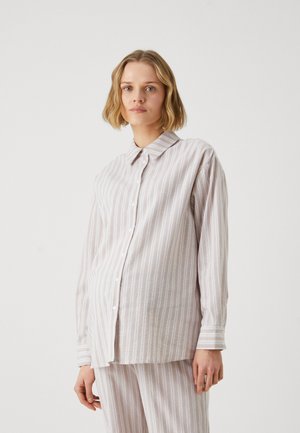 OLMCARO  - Button-down blouse - taupe gray/cloud dancer