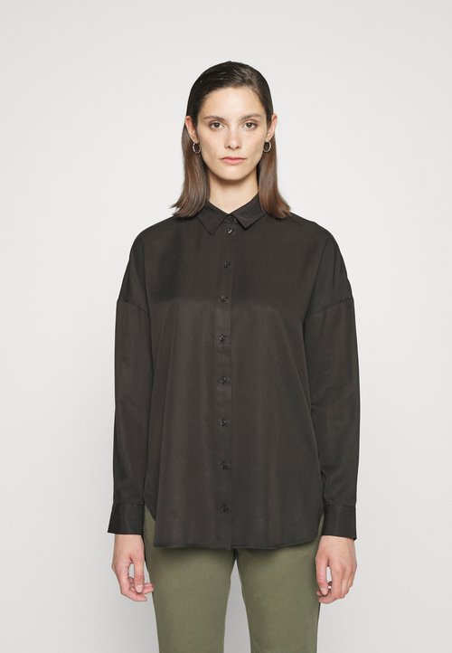 Noisy May NMFLANNY L/S Long Shacket BG Noos Giacca, Nero 1, M Donna