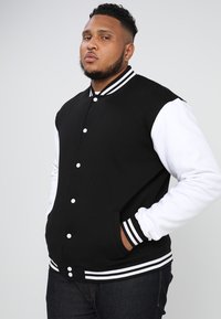 Urban Classics - COLLEGE - Zip-up sweatshirt - black/white Thumbnail Image 1