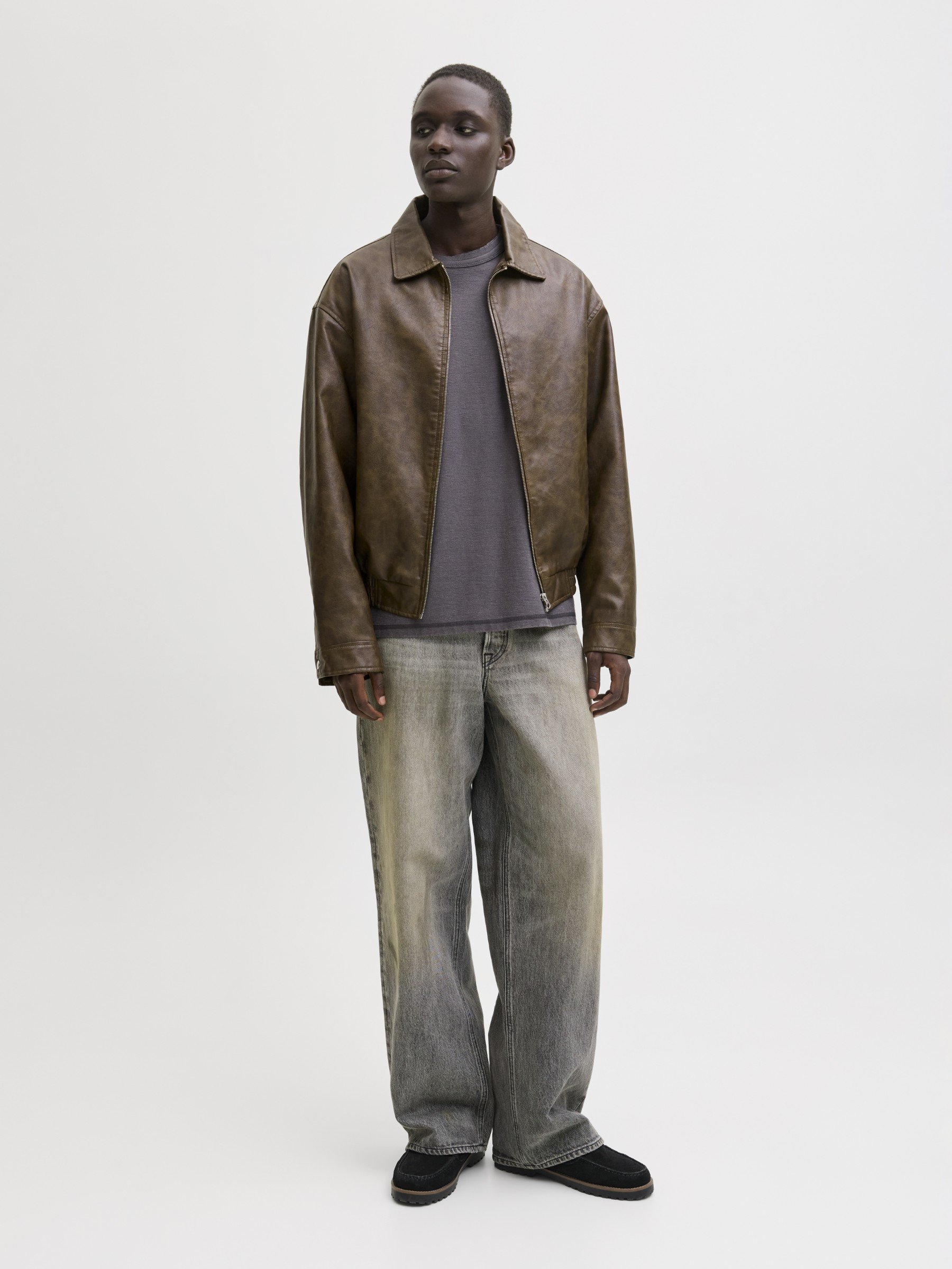 Jack & Jones JJLEON - Faux leather jacket - chocolate brown/brown