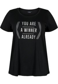 Active by Zizzi TRAININGS - T-shirt imprimé - black w winner