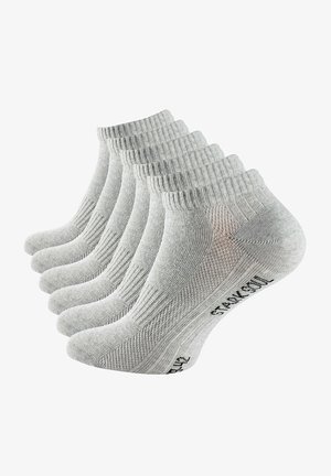 Graue Crew-Socken im 6er-Pack. Mit gerippter Textur, verstärktem Fersen- und Zehenbereich. Subtiler Logoaufdruck an der Seite. Weicher, strapazierfähiger Stoff.