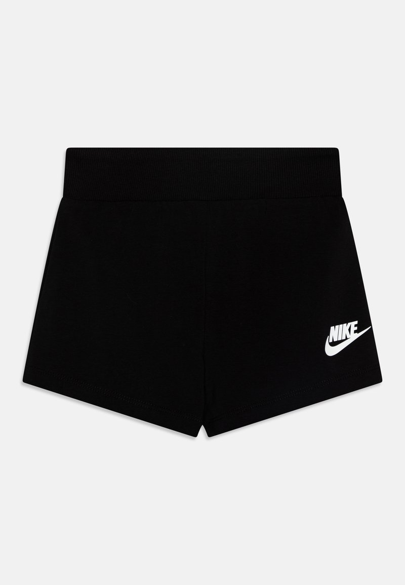Pantaloni scurți sport negri cu un tiv elastic lat. Prezentă un logo Nike alb în partea dreaptă jos. Construiți dintr-un material moale și elastic.